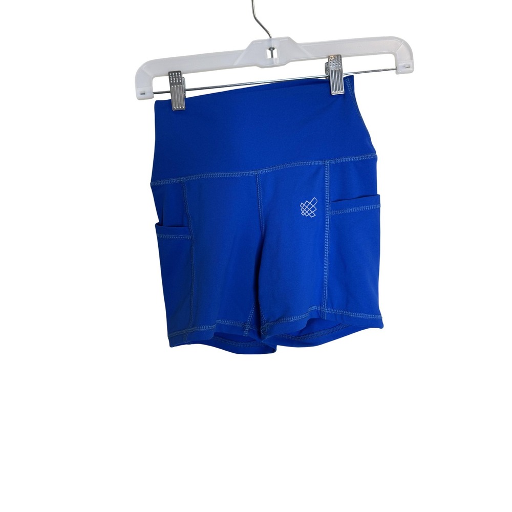 Jed North Shorts Womens XS Blue High Rise Pocket Athletic Gym Workout Spandex